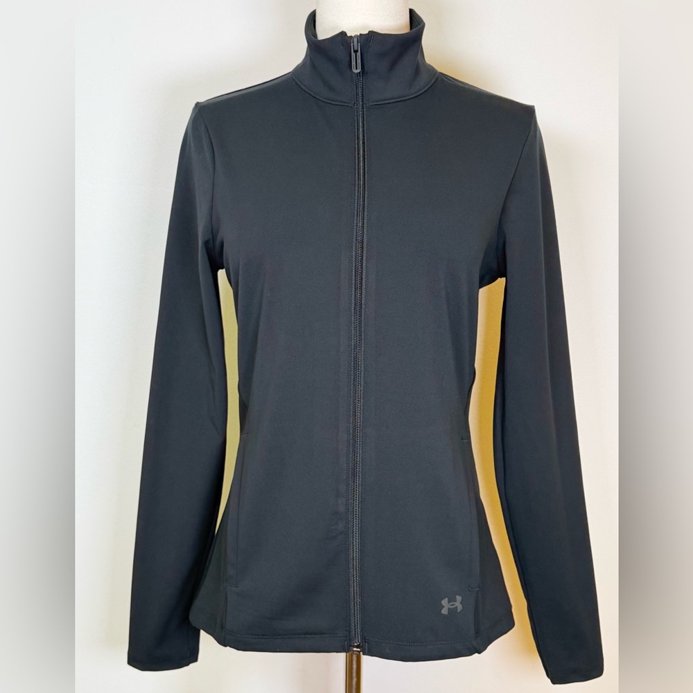 New! Under Armour ‘Motion’ Fitted Black Zippered Mock-Neck Jacket Womens Medium